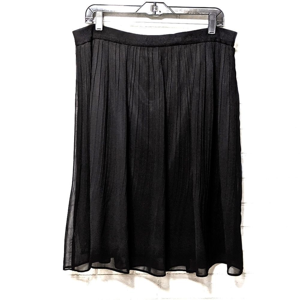MISOOK Black Accordion Pleat Sheer Midi Skirt M